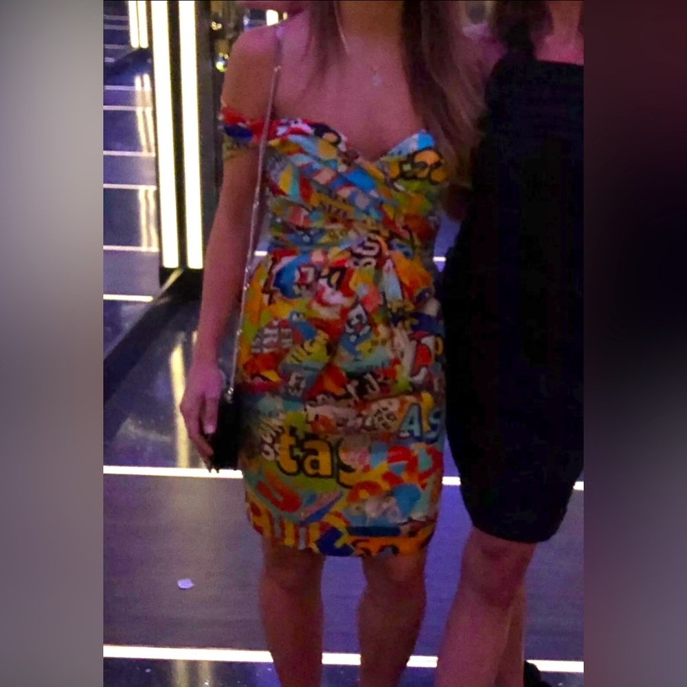 JEREMY SCOTT for MOSCHINO Boutique Cereal Graphic runway dress